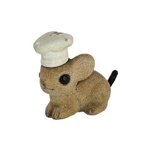 Josef Originals Mouse Figurine With Chef Hat Flocked
